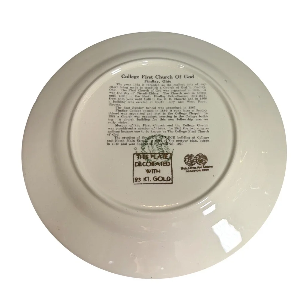 VTG 1950‎ Homer Laughlin Church Plate College First Church of God Findlay OH 23K